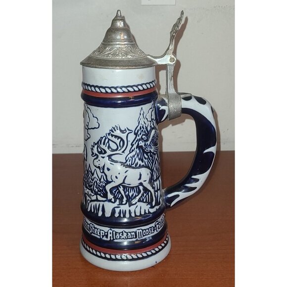 1976 AVON Collectible Beer Stein with Lid Rocky Mountain Wildlife Made in Brazil - Picture 1 of 7